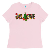 Bubblegum Pink believe christmas Ladies Tee - CowhideDigitalArt