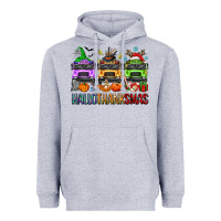 Heather Grey hallothanksmas school bus Heavyweight Hoodie - texasbilliewilder