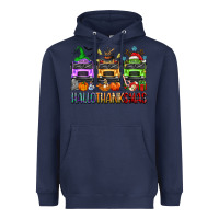 Navy hallothanksmas school bus Heavyweight Hoodie - texasbilliewilder