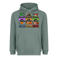 Sage hallothanksmas school bus Heavyweight Hoodie - texasbilliewilder
