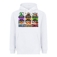 White hallothanksmas school bus Heavyweight Hoodie - texasbilliewilder