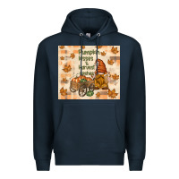 Navy pumpkin kisses and harvest wishes Premium Hoodie - TumblerDesignByShophia