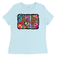 Baby Blue mimi floral background Ladies Tee - HRA Design Shop