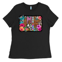 Black mimi floral background Ladies Tee - HRA Design Shop