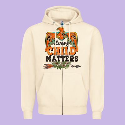 Every Child Matters Thunderbird Zipper Hoodie Designed By Barkaloodesign