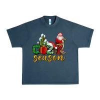 Midnight Navy cozy season with santa christmas tree cactus and gift Urban Heavy Tee - AdoDesignShop