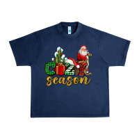 Navy cozy season with santa christmas tree cactus and gift Urban Heavy Tee - AdoDesignShop