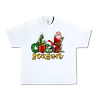 White cozy season with santa christmas tree cactus and gift Urban Heavy Tee - AdoDesignShop