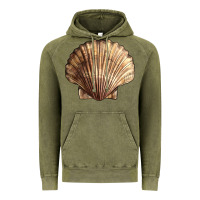 Vintage Olive Japanese Scallop Shell Vintage Hoodie - LillyAllenDesigns