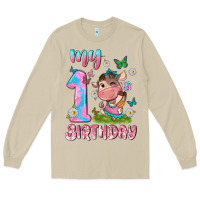 Mushroom my 1 st birthday with little cute cow Long Sleeve Tee - NancyCooperArtShop