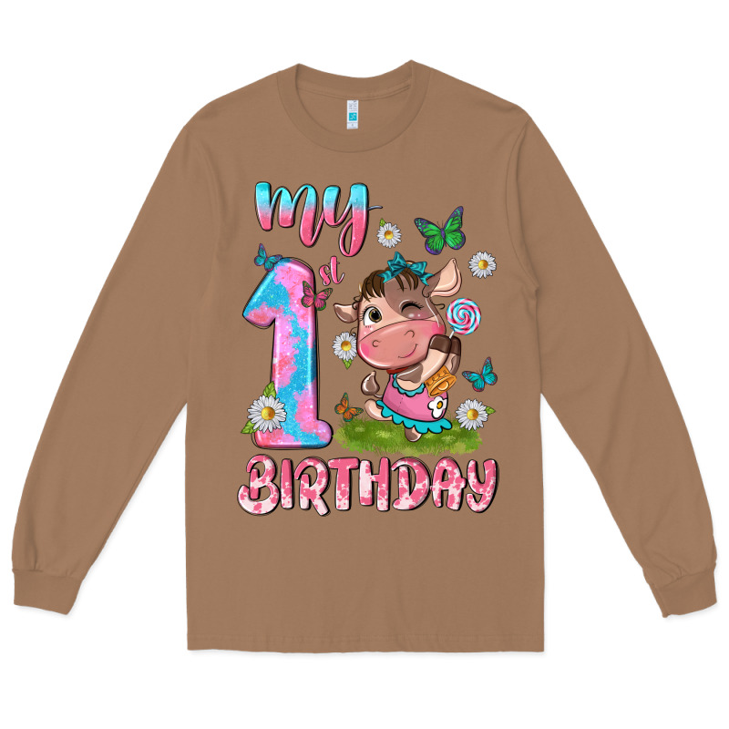 My 1 St Birthday With Little Cute Cow Long Sleeve Tee by NancyCooperArtShop | Teevron