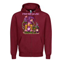 Burgundy fresh lilac gnome Zipper Hoodie - BarkalooDesign