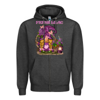 Charcoal Heather fresh lilac gnome Zipper Hoodie - BarkalooDesign