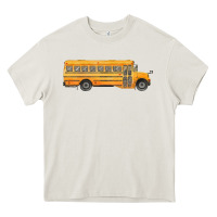 Cream school bus Heavy Core Tee - FaDigitalArtStudio