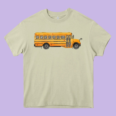 School Bus Heavy Core Tee Designed By Fadigitalartstudio