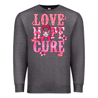 Charcoal Heather Love Hope Cure Cancer Awareness Premium Sweatshirt - HowdyJamesFarm