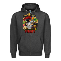 Charcoal Heather pirate gnome Zipper Hoodie - BarkalooDesign