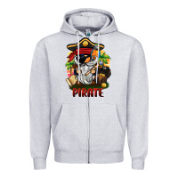 Heather Grey pirate gnome Zipper Hoodie - BarkalooDesign