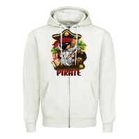 Oatmeal Heather pirate gnome Zipper Hoodie - BarkalooDesign