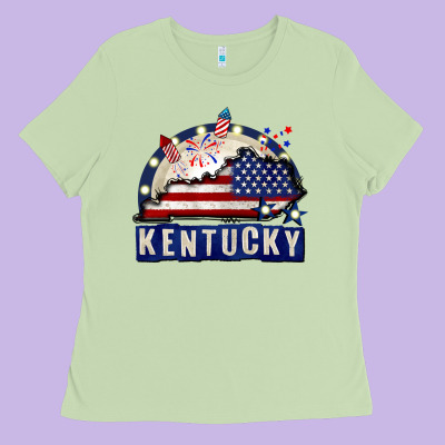 Kentucky 4th Of July Ladies Tee Designed By Cowgirlartshop