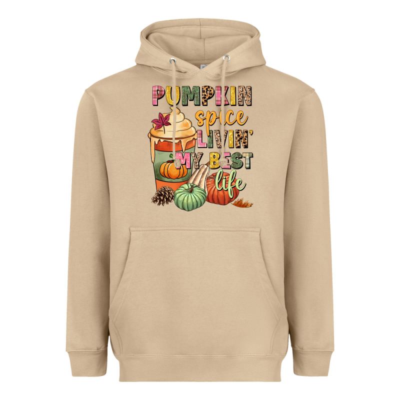 Pumpkin Spice Livin' My Best Life Heavyweight Hoodie by NancyCooperArtShop | Teevron