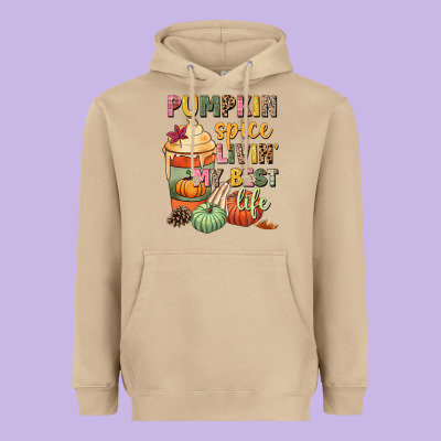 Pumpkin Spice Livin' My Best Life Heavyweight Hoodie Designed By Nancycooperartshop
