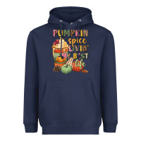 Navy Pumpkin spice livin' my best life Heavyweight Hoodie - NancyCooperArtShop