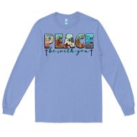 Colony Blue peace be with you cross Long Sleeve Tee - NancyCooperArtShop