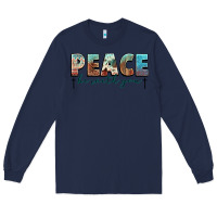 Navy peace be with you cross Long Sleeve Tee - NancyCooperArtShop