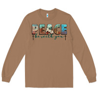 Toasted Coconut peace be with you cross Long Sleeve Tee - NancyCooperArtShop