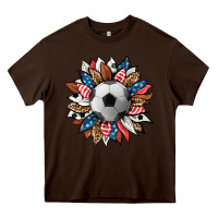 Chocolate Brown football sunflower Heavy Core Tee - HRA Design Shop
