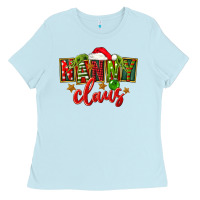 Baby Blue Christmas nanny claus Ladies Tee - FaDigitalArtStudio