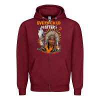 Burgundy every child matters child and wolf Zipper Hoodie - BarkalooDesign