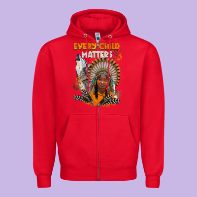 Every Child Matters Child And Wolf Zipper Hoodie Designed By Barkaloodesign