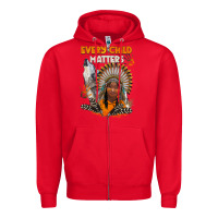 Red every child matters child and wolf Zipper Hoodie - BarkalooDesign