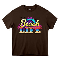 Chocolate Brown beach life Heavy Core Tee - BarkalooDesign
