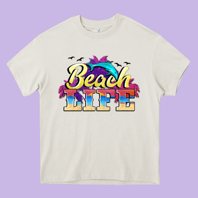 Beach Life Heavy Core Tee Designed By Barkaloodesign