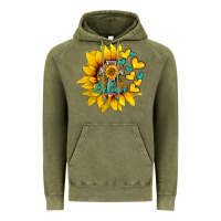 Vintage Olive western sunflower  cross believe Vintage Hoodie - BarkalooDesign