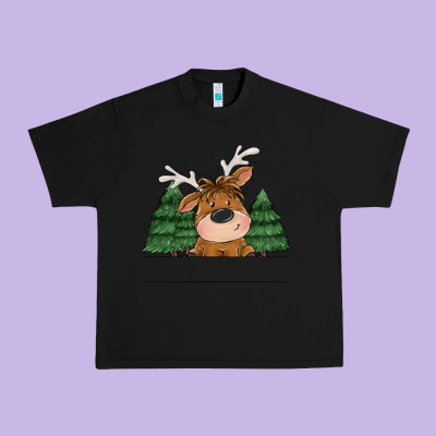 Personalized Christmas Deer Urban Heavy Tee Designed By Maliassmallbusiness