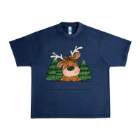 Navy Personalized Christmas deer Urban Heavy Tee - MaliasSmallBusiness