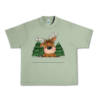 Oil Green Personalized Christmas deer Urban Heavy Tee - MaliasSmallBusiness
