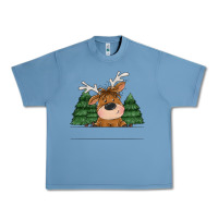 Pebble Blue Personalized Christmas deer Urban Heavy Tee - MaliasSmallBusiness