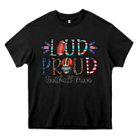 Black loud proud football mom Heavy Core Tee - CowhideDigitalArt