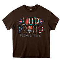 Chocolate Brown loud proud football mom Heavy Core Tee - CowhideDigitalArt
