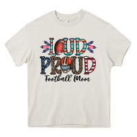 Cream loud proud football mom Heavy Core Tee - CowhideDigitalArt
