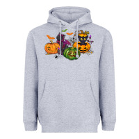 Heather Grey Black cat and pumpkin Heavyweight Hoodie - NancyCooperArtShop
