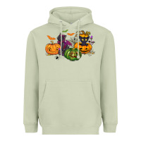 Matcha Black cat and pumpkin Heavyweight Hoodie - NancyCooperArtShop