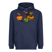 Navy Black cat and pumpkin Heavyweight Hoodie - NancyCooperArtShop