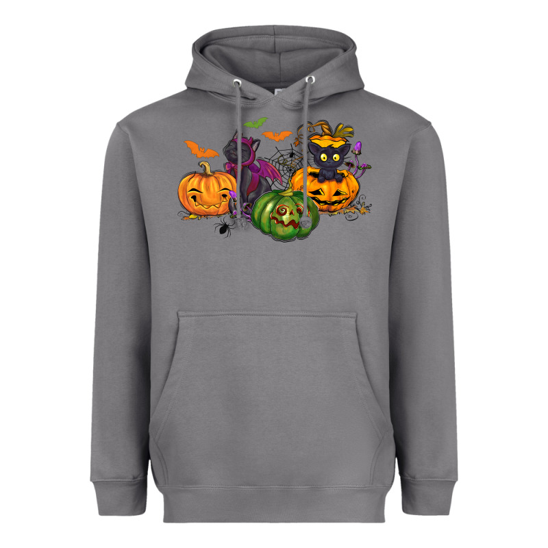 Black Cat And Pumpkin Heavyweight Hoodie by NancyCooperArtShop | Teevron