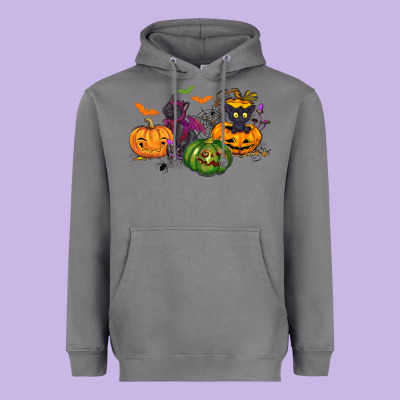 Black Cat And Pumpkin Heavyweight Hoodie Designed By Nancycooperartshop